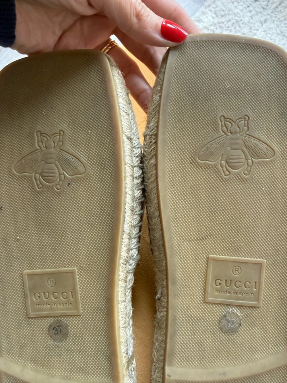 Gucci Brown Leather Interlocking G Espadrille Slide Sandals - Picture 7 of 7